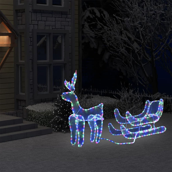 Kerstverlichting Rendier En Slee Met Mesh 432 Led's Kleurrijk