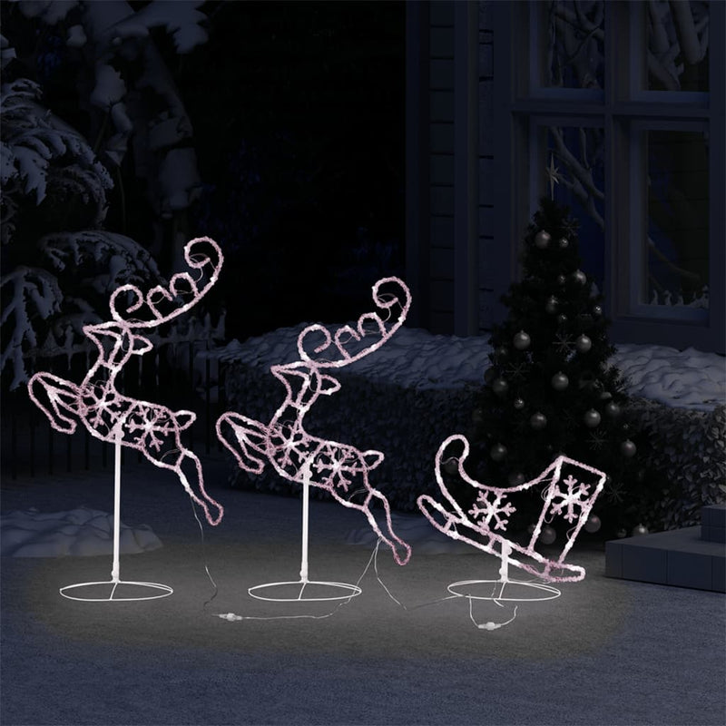 Kerstdecoratie Rendieren En Slee 260X21X87 Cm Acryl