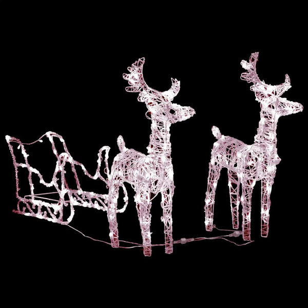 Kerstversiering Rendieren En Slee 160 Led's 130 Cm Acryl Warmwit