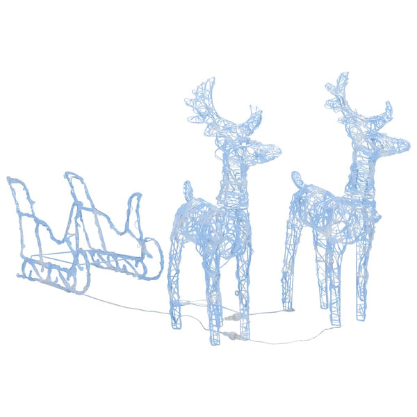 Kerstversiering Rendieren En Slee 160 Led's 130 Cm Acryl Blauw