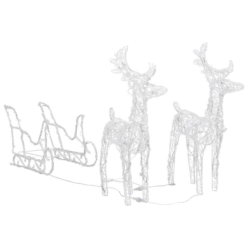 Kerstversiering Rendieren En Slee 160 Led's 130 Cm Acryl Blauw