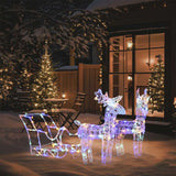 Kerstversiering Rendieren En Slee 160 Led's 130 Cm Acryl Multikleur