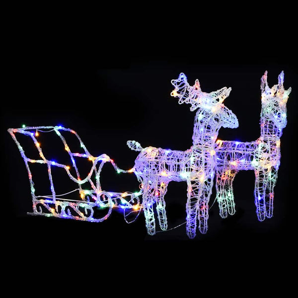 Kerstversiering Rendieren En Slee 160 Led's 130 Cm Acryl Multikleur