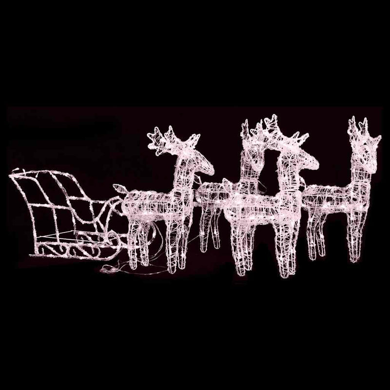 Kerstversiering Rendieren En Slee 160 Led's 130 Cm Acryl Warmwit