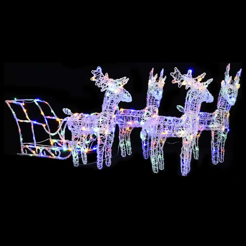 Kerstversiering Rendieren En Slee 160 Led's 130 Cm Acryl Multikleur