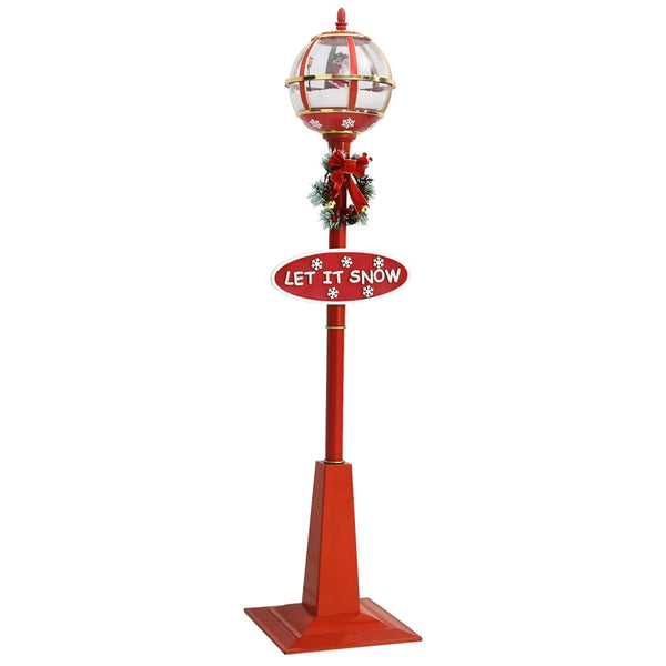Straatlantaarn Met Kerstman Led Rood