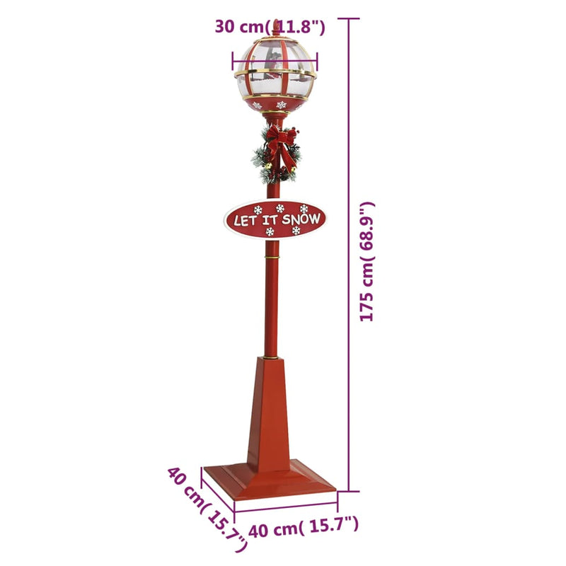 Straatlantaarn Met Kerstman Led Rood