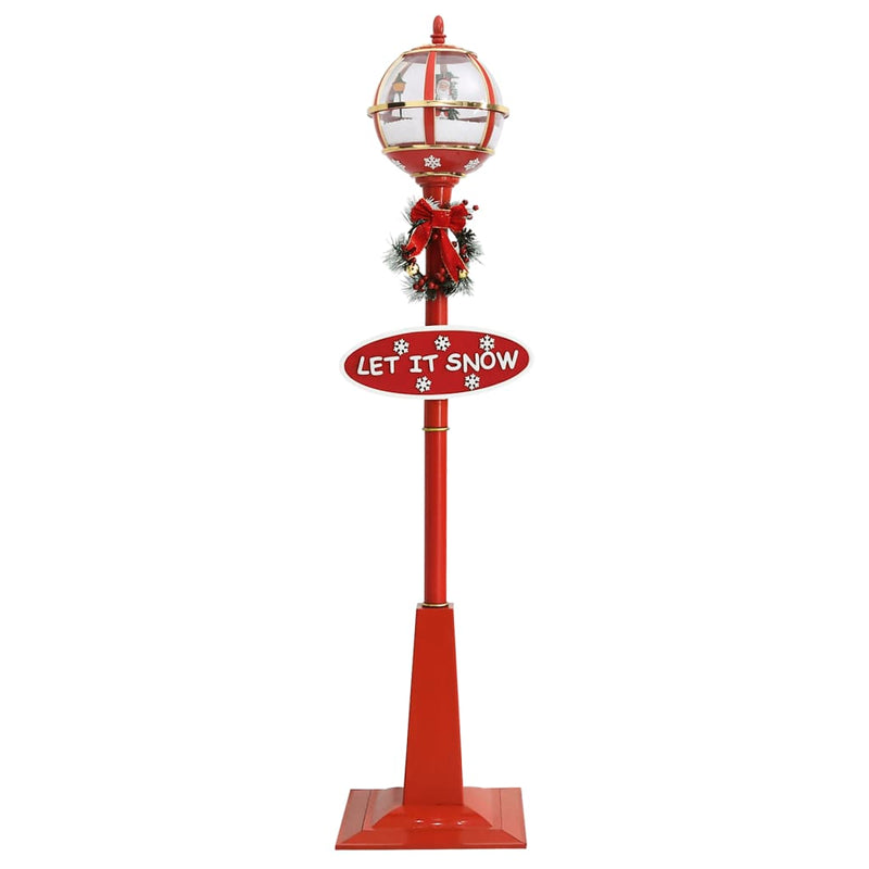 Straatlantaarn Met Kerstman Led Rood