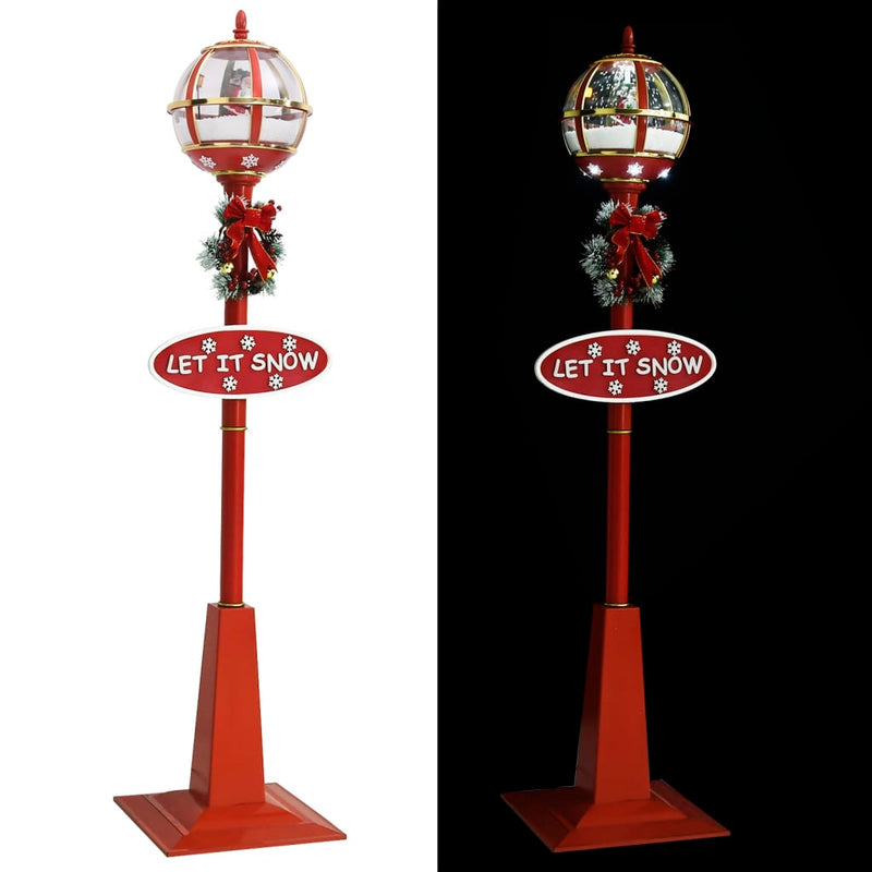 Straatlantaarn Met Kerstman Led Rood
