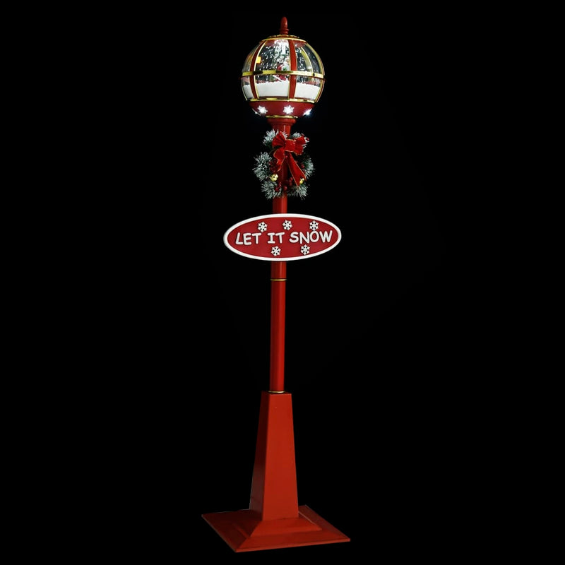 Straatlantaarn Met Kerstman Led Rood