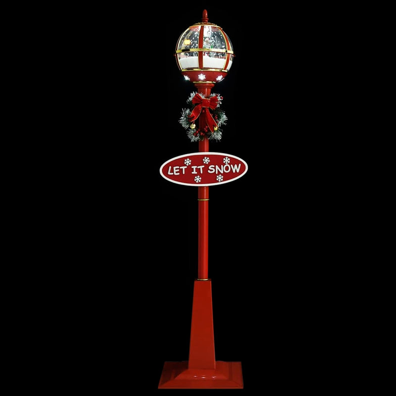 Straatlantaarn Met Kerstman Led Rood