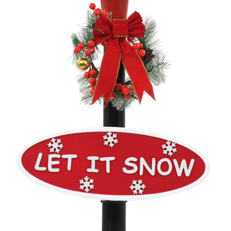 Straatlantaarn Met Kerstman Led Rood