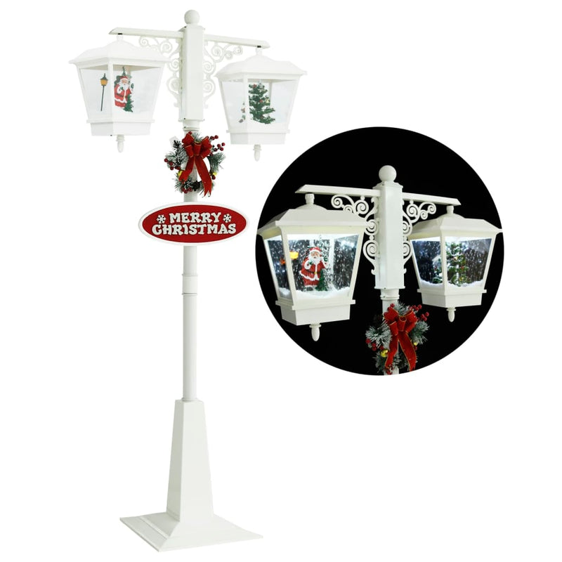 Straatlantaarn Met Kerstman Led Wit