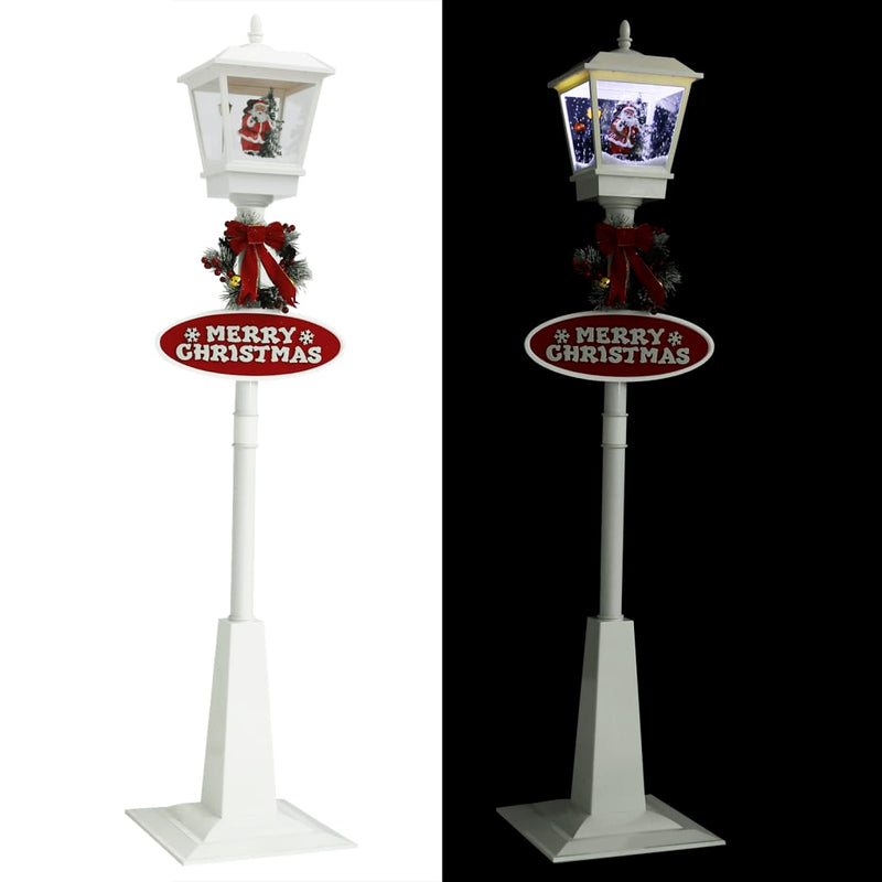 Straatlantaarn Met Kerstman Led Wit