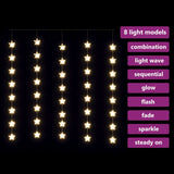 Lichtsnoergordijn Sterren Met 200 Led's En 8 Functies Warmwit