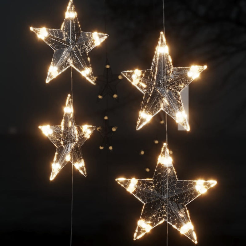 Lichtsnoergordijn Sterren Met 200 Led's En 8 Functies Warmwit