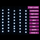 Lichtsnoergordijn Sterren Met 200 Led's En 8 Functies Koudwit