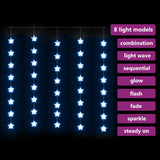 Lichtsnoergordijn Sterren Met 200 Led's En 8 Functies Blauw