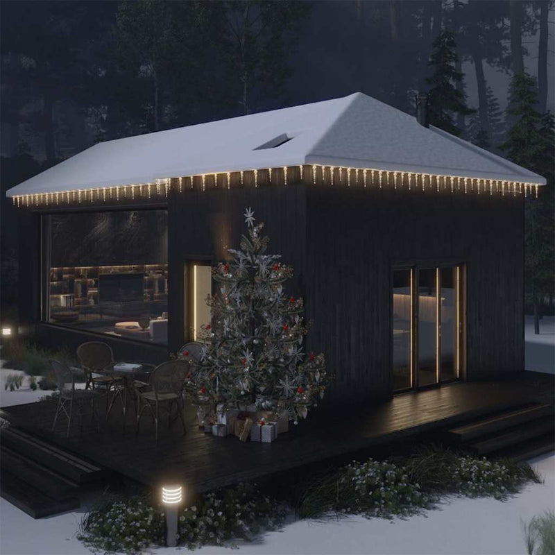 Kerst Ijspegellamp 100 Led's Warm Wit 10 M Acryl Pvc Warmwit