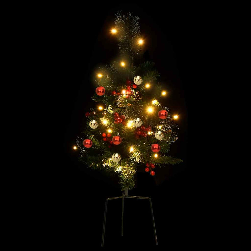 Tuinkerstbomen 2 St Met Verlichting Pvc
