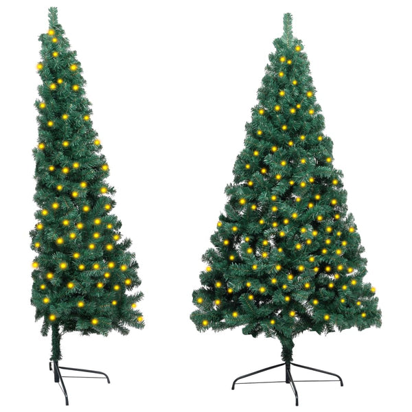 Kunstkerstboom Met Verlichting Half Standaard 150 Cm Pvc Groen