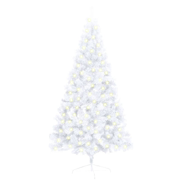 Kunstkerstboom Met Verlichting Half Standaard 150 Cm Pvc Wit