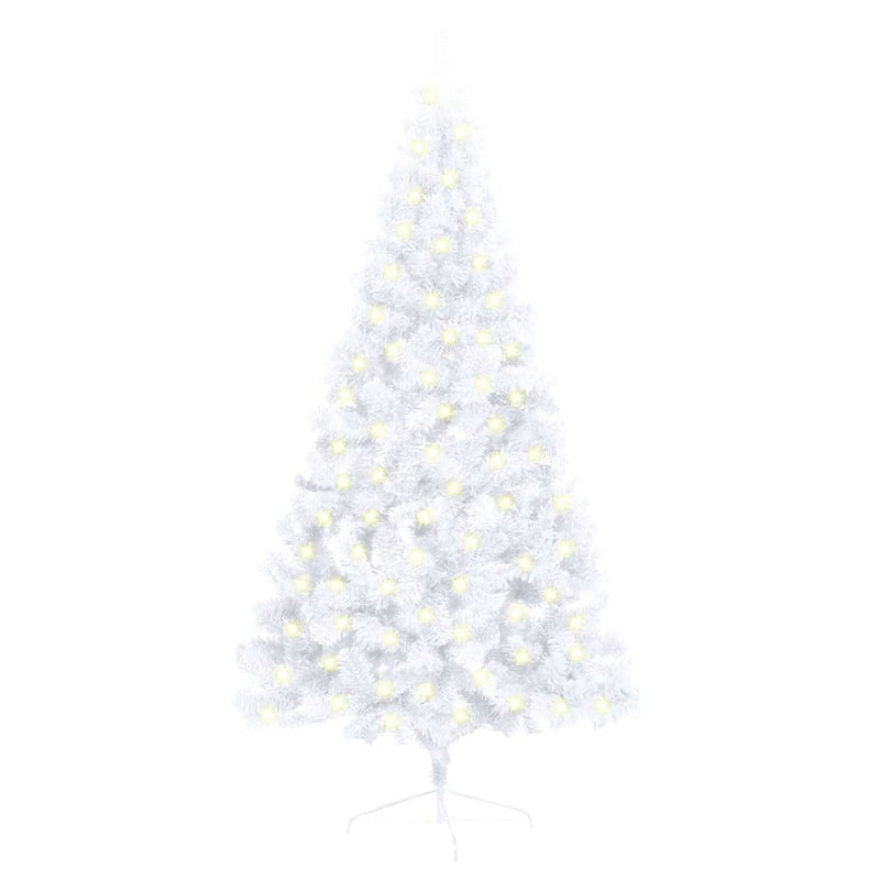 Kunstkerstboom Met Verlichting Half Standaard 150 Cm Pvc Wit