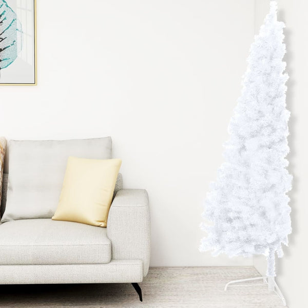 Kunstkerstboom Met Verlichting Half Standaard 150 Cm Pvc Wit