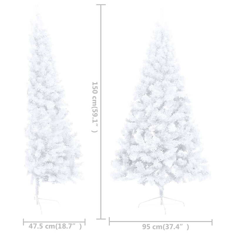 Kunstkerstboom Met Verlichting Half Standaard 150 Cm Pvc Wit