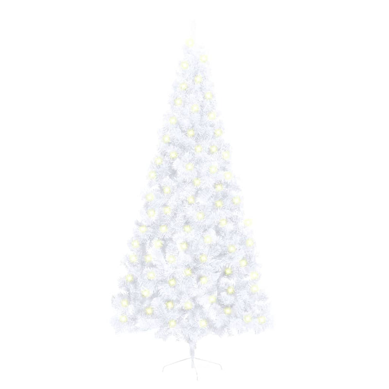 Kunstkerstboom Met Verlichting Half Standaard 210 Cm Pvc Wit