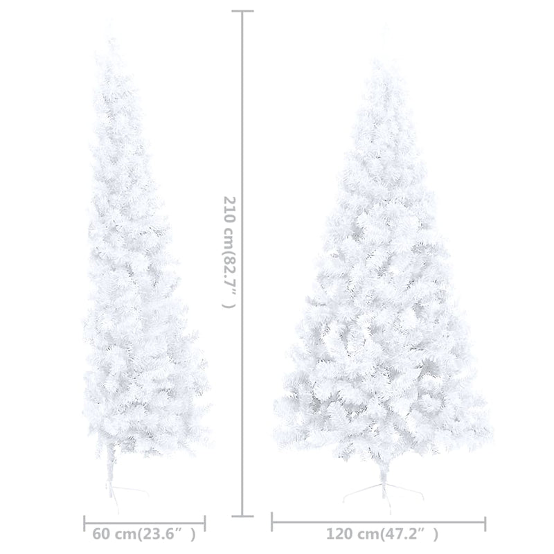 Kunstkerstboom Met Verlichting Half Standaard 210 Cm Pvc Wit