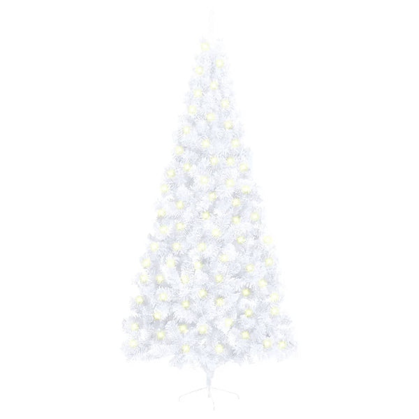 Kunstkerstboom Met Verlichting Half Standaard 240 Cm Pvc Wit