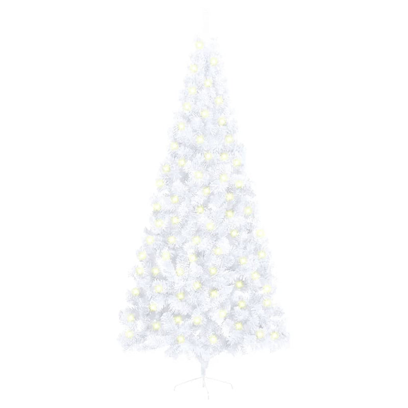 Kunstkerstboom Met Verlichting Half Standaard 240 Cm Pvc Wit