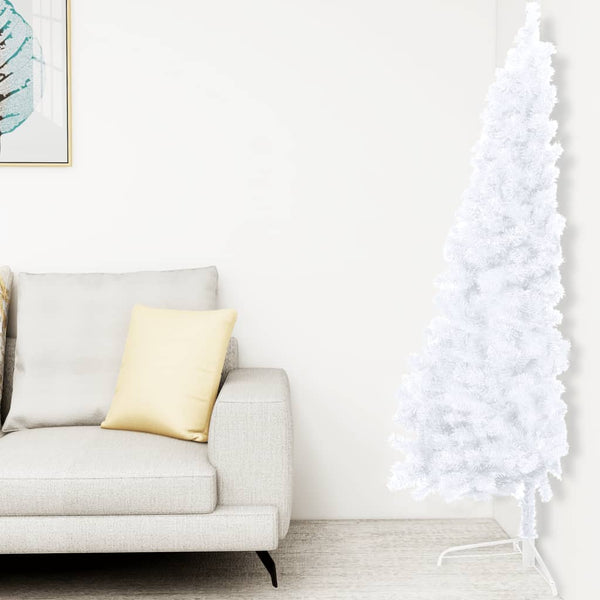 Kunstkerstboom Met Verlichting Half Standaard 240 Cm Pvc Wit