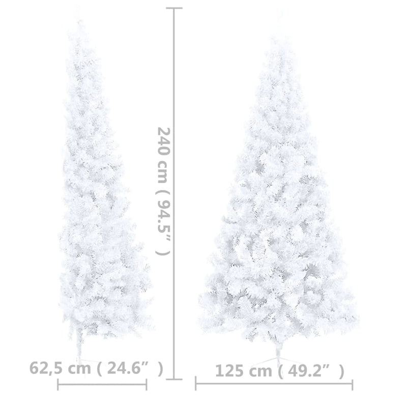 Kunstkerstboom Met Verlichting Half Standaard 240 Cm Pvc Wit