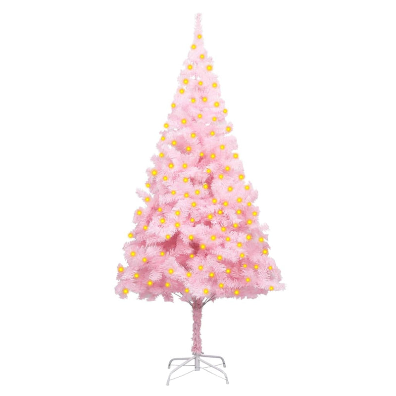 Kunstkerstboom Met Verlichting En Standaard 180 Cm Pvc Roze