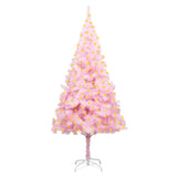 Kunstkerstboom Met Verlichting En Standaard 210 Cm Pvc Roze