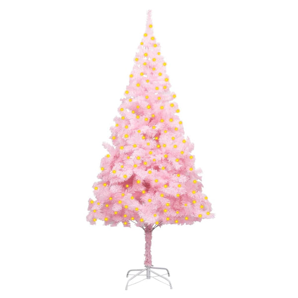 Kunstkerstboom Met Verlichting En Standaard 210 Cm Pvc Roze