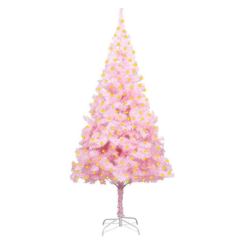 Kunstkerstboom Met Verlichting En Standaard 210 Cm Pvc Roze
