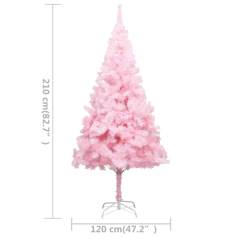 Kunstkerstboom Met Verlichting En Standaard 210 Cm Pvc Roze