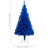 Kunstkerstboom Met Verlichting En Standaard 180 Cm Pvc Blauw