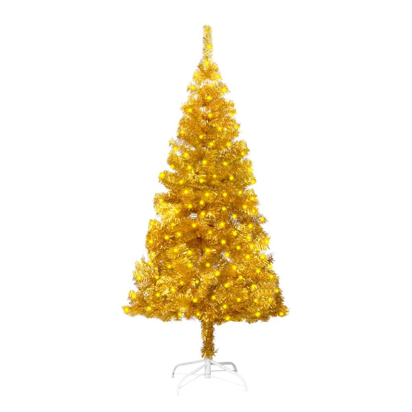 Kunstkerstboom Met Verlichting Standaard 150 Cm Pet Goudkleurig