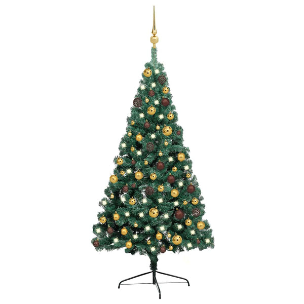 Kunstkerstboom Met Verlichting En Kerstballen Half