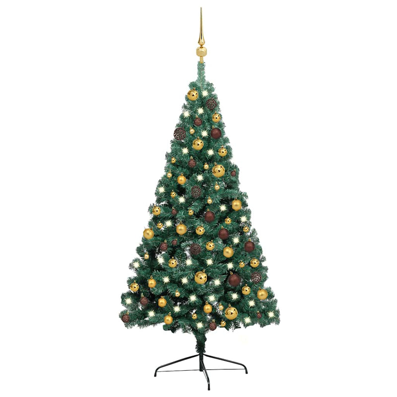 Kunstkerstboom Met Verlichting En Kerstballen Half