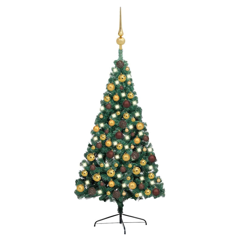 Kunstkerstboom Met Verlichting En Kerstballen Half