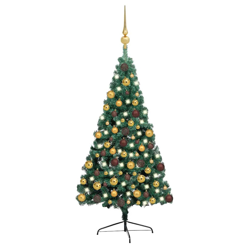 Kunstkerstboom Met Verlichting En Kerstballen Half