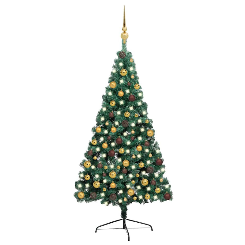 Kunstkerstboom Met Verlichting En Kerstballen Half