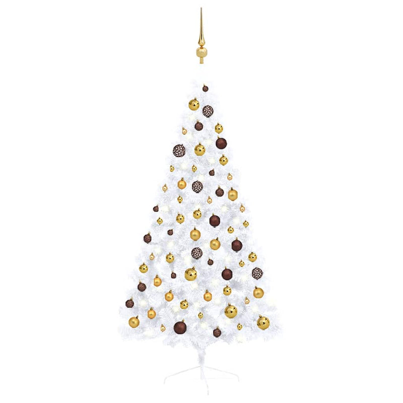 Kunstkerstboom Met Verlichting En Kerstballen Half