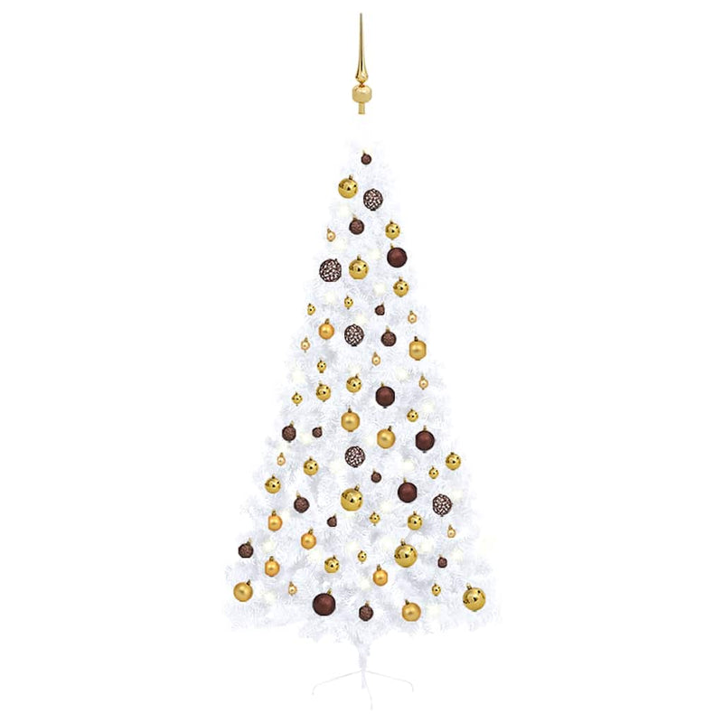 Kunstkerstboom Met Verlichting En Kerstballen Half