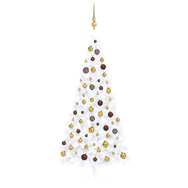 Kunstkerstboom Met Verlichting En Kerstballen Half